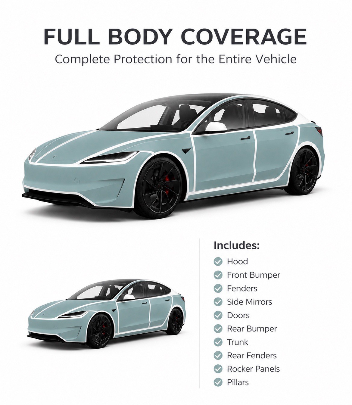 Tesla Model 3 Highland 2024-2026 Full Body PreCut PPF Kit Paint Protection Film