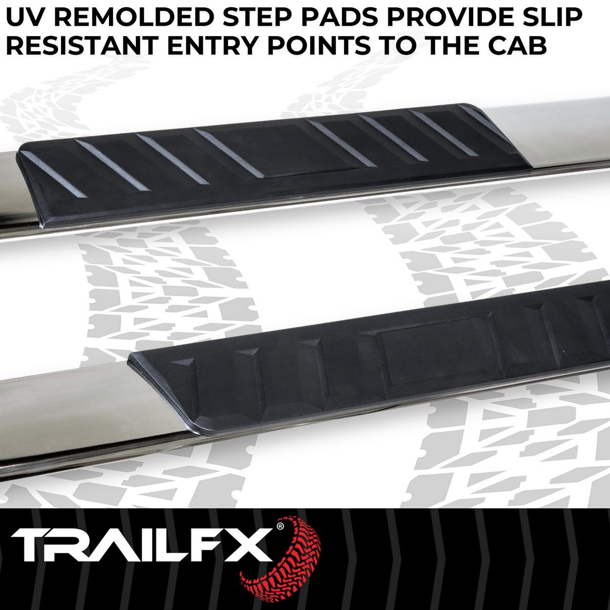TrailFX A4017S With Step Pads 4 In Trapezoidal Straight Pol Stainless Steel With