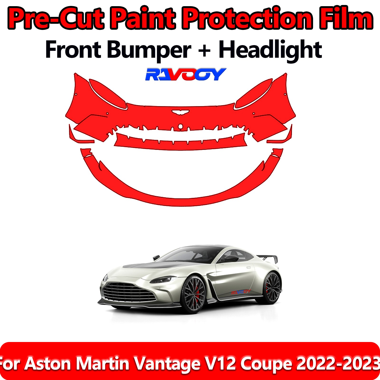 PreCut Front Bumper PPF Kit Film For Aston Martin Vantage V12 Coupe 2022-2023