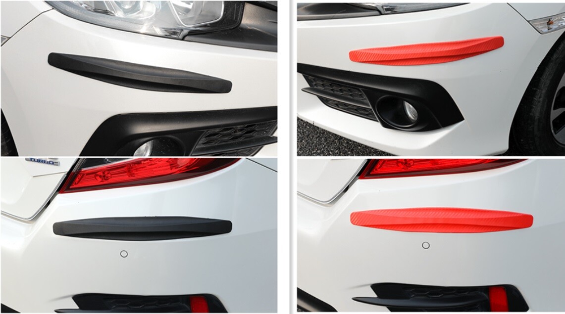 2Pcs Car Bumper Guard Carbon Fiber Anti-rub Strip Body Corner Protector Adhesive