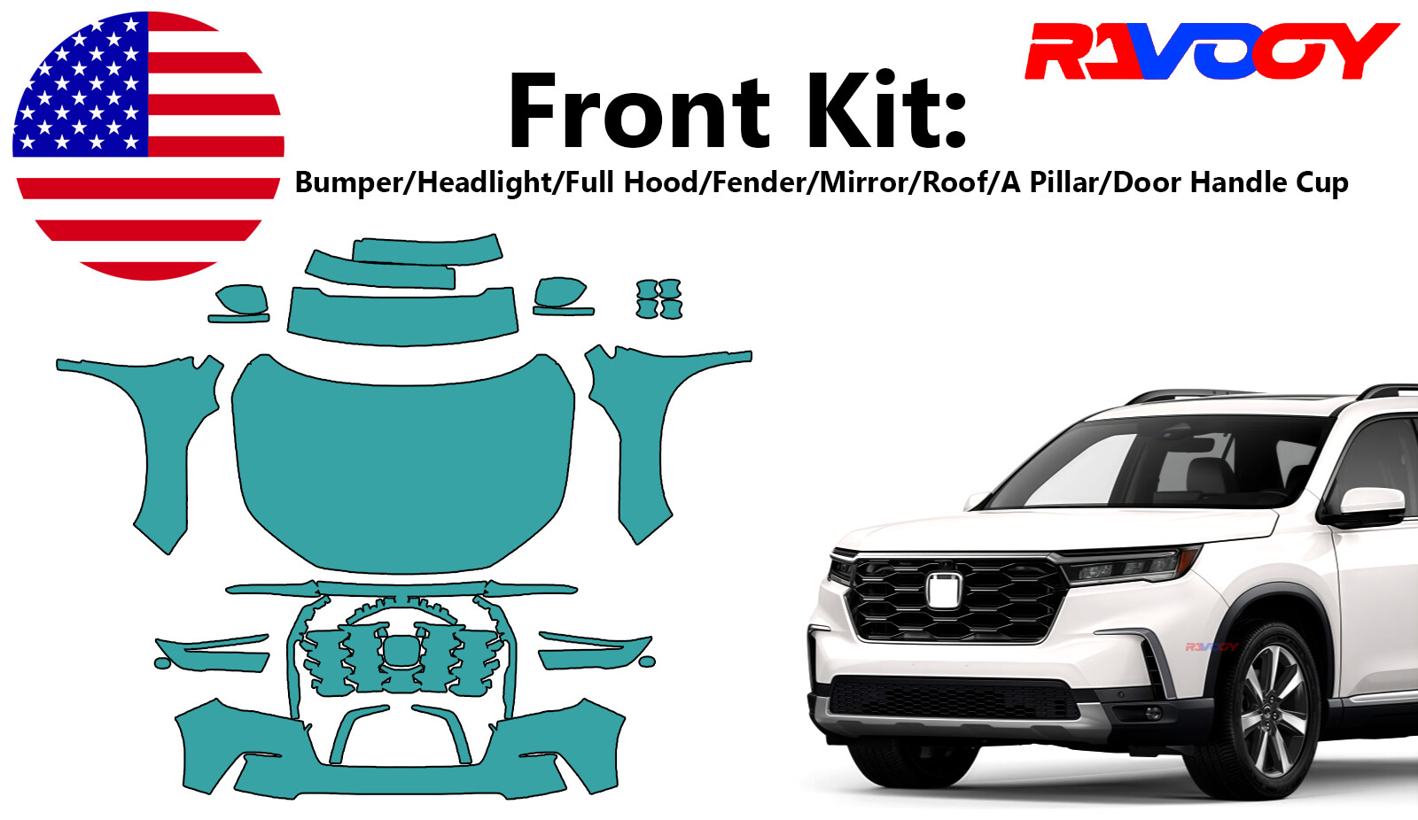 For Honda Pilot 2023-2025 Full Front Paint Protection Film PreCut Kit PPF