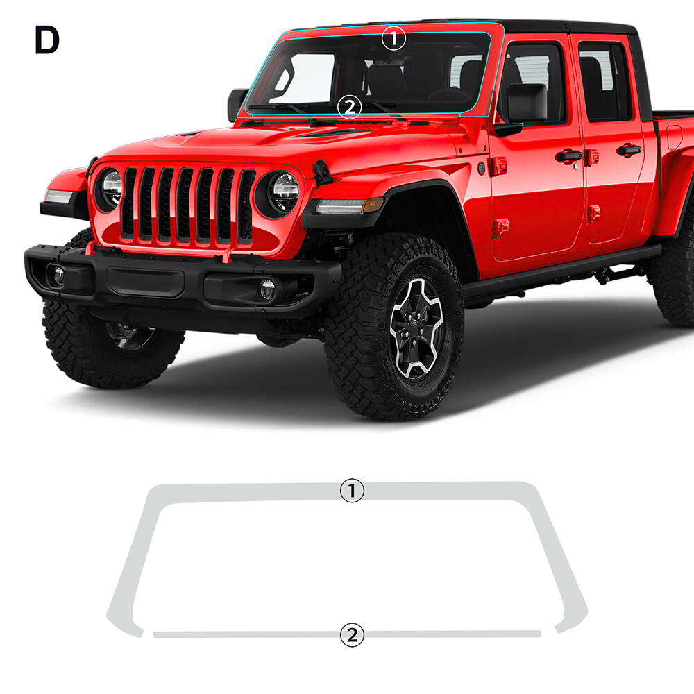 For Jeep Gladiator 2020-2024 Windshield Pillars Precut Paint Protection Film PPF