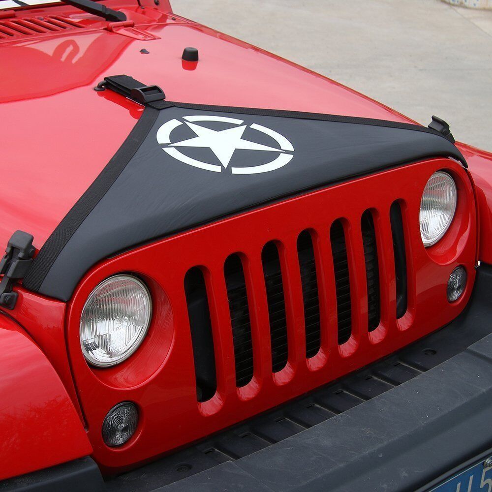Front Hood Cover Bra Protector T-Style for Jeep Wrangler JK JKU 2007-2018 (Star)