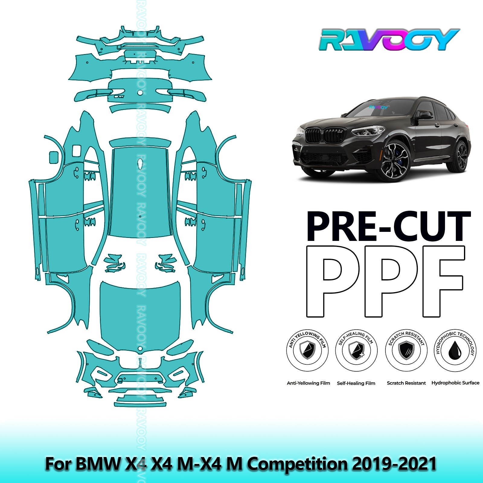PreCut Paint Protection Film PPF For BMW X4 X4 M-X4 M Competition 2019-2021