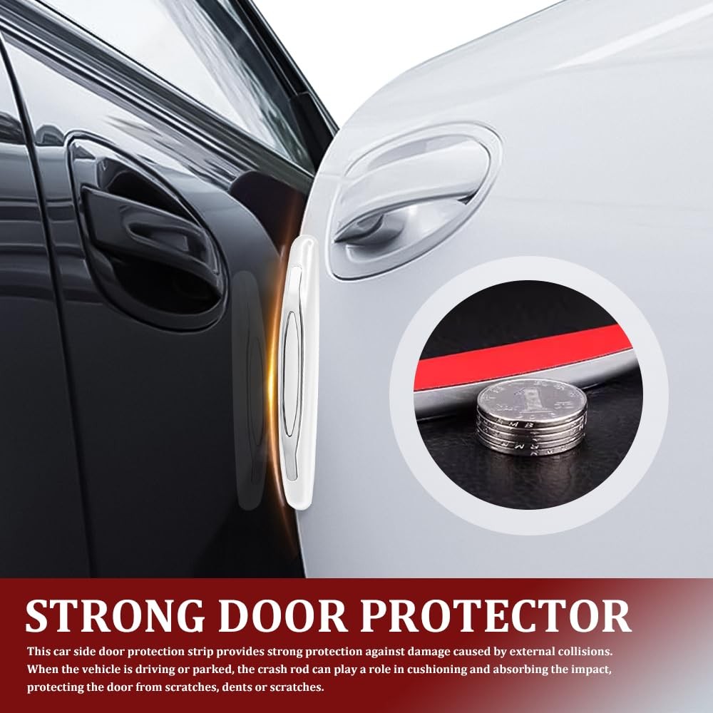 HQRNYP 4PCS Car Door Edge Guards, Metal Bumper for 4.44 inch, White