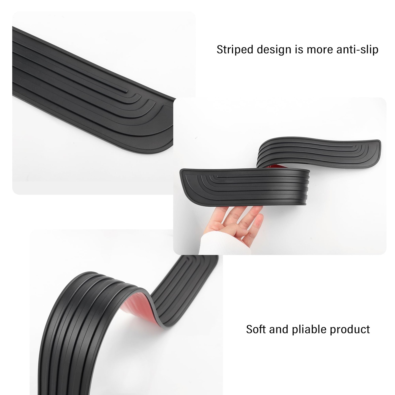 4 Pcs Black Car Door Sill Protectors Anti Scratch Rubber 2.36 Inch