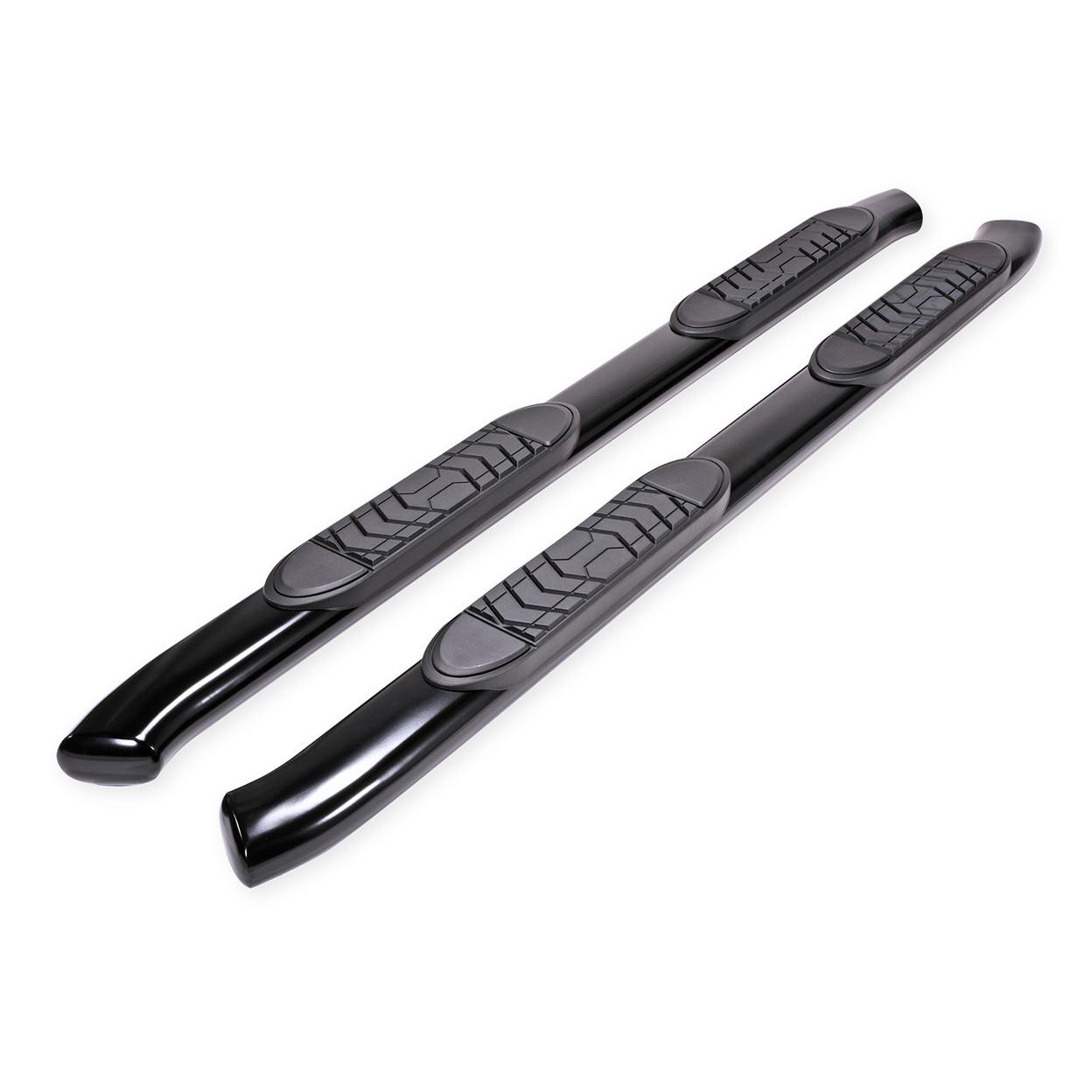 TrailFX A7085B With Step Pads 5 In Oval Bent Powder Coated Black Steel With Weld