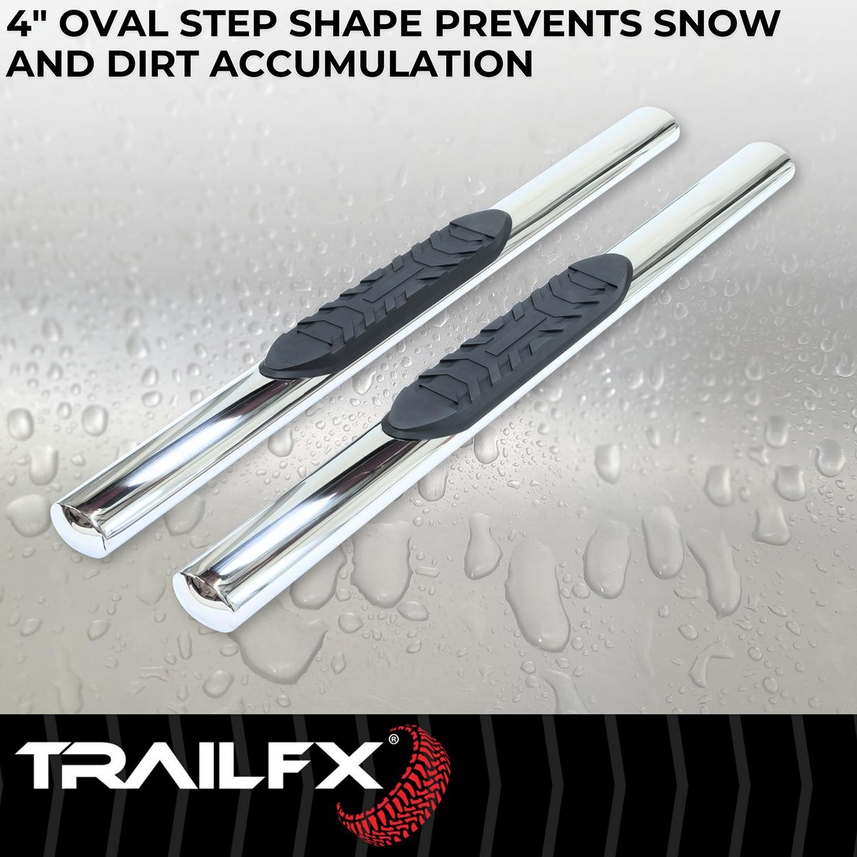 TrailFX A1529S 4 Inch Oval Straight Pol Stainless Steel Rocker Panel Mount