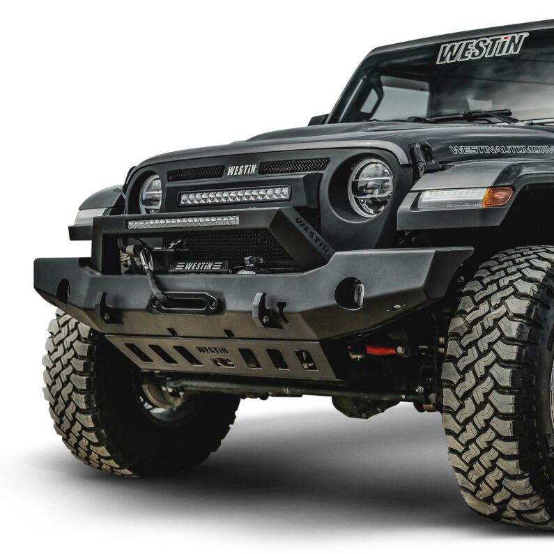 Westin WJ2 Full Width Front Bumper w/ LED Light Cut-Out Black 59-80125