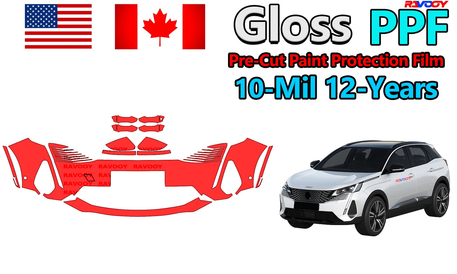 Precut Paint Protection Film Clear Bra For Peugeot 3008 2021-2025 Custom