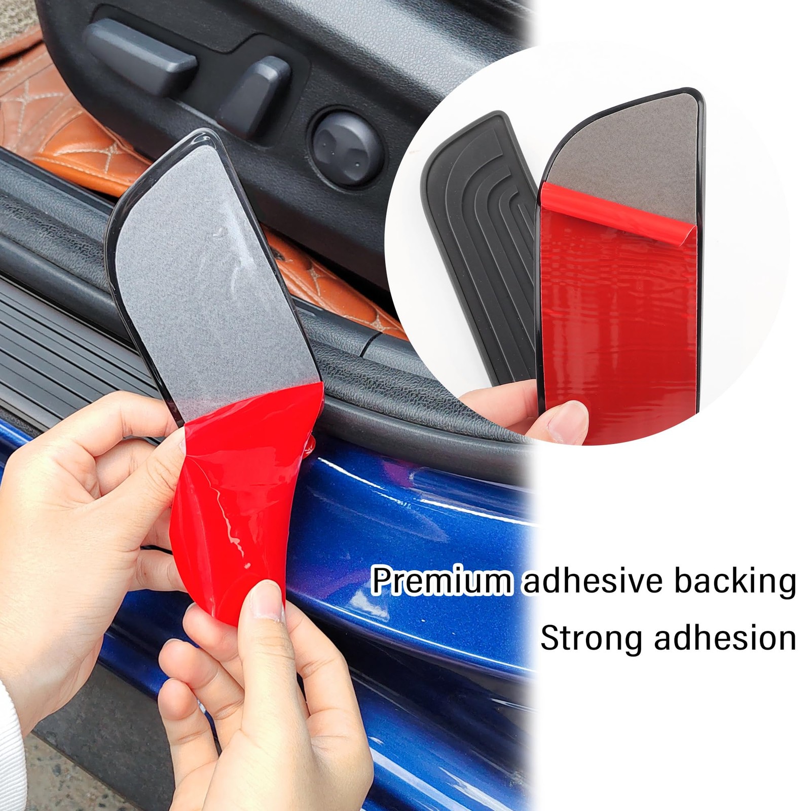 4 Pcs Black Car Door Sill Protectors Anti Scratch Rubber 2.36 Inch