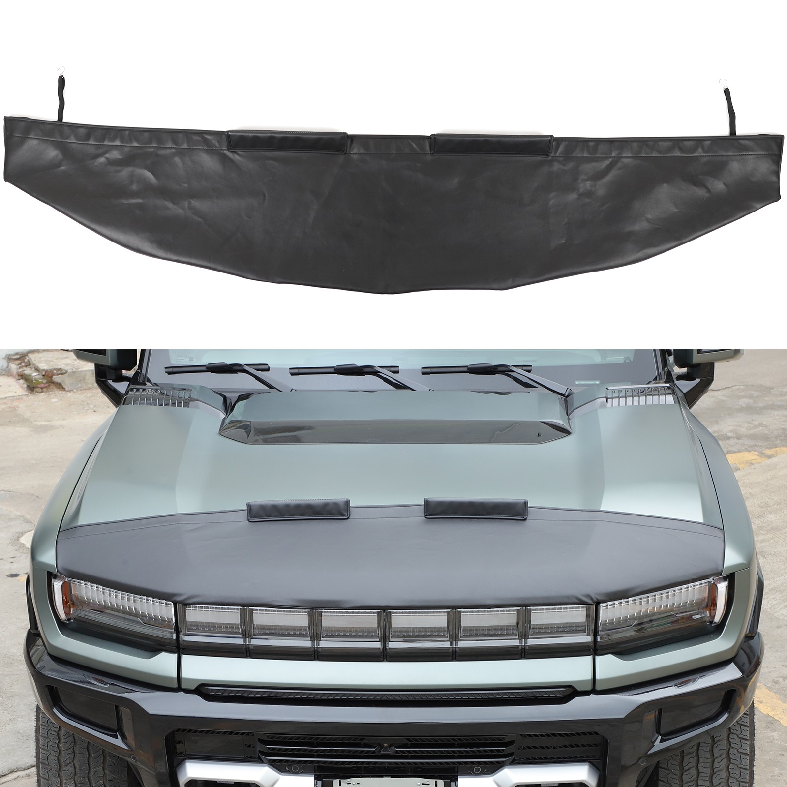 PU Leather Hood Bra Protection Stone Bug Deflector Guard Fits Hummer EV 2024+