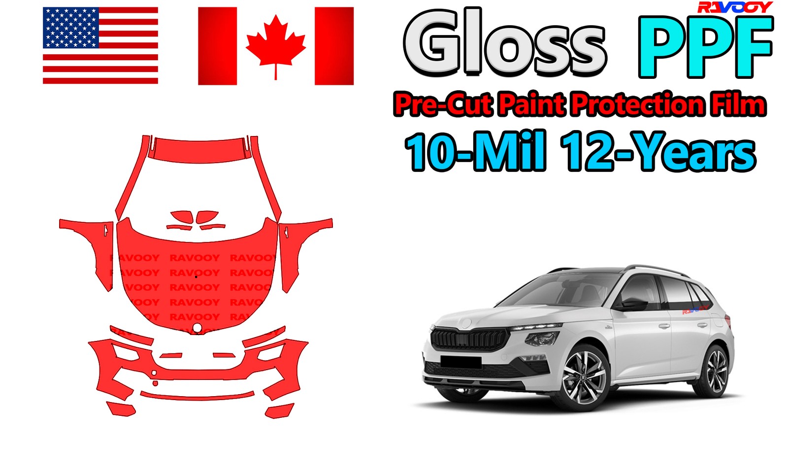 10mil PreCut PPF Paint Protection Film For Skoda Kamiq Monte Carlo 2024-2025
