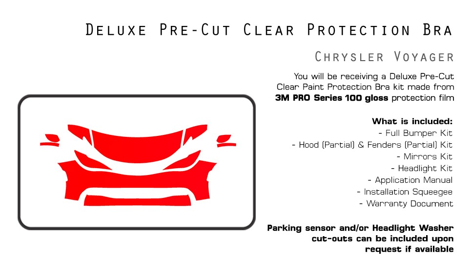 Chrysler Voyager 2020-2021 3M PRO PreCut Paint Protection Film Clear Bra PPF Kit