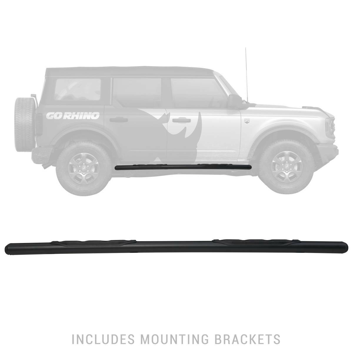 Go Rhino 1000 Series 5″ Oval Side Steps Black Powder Coat 73″ Long Bars Only