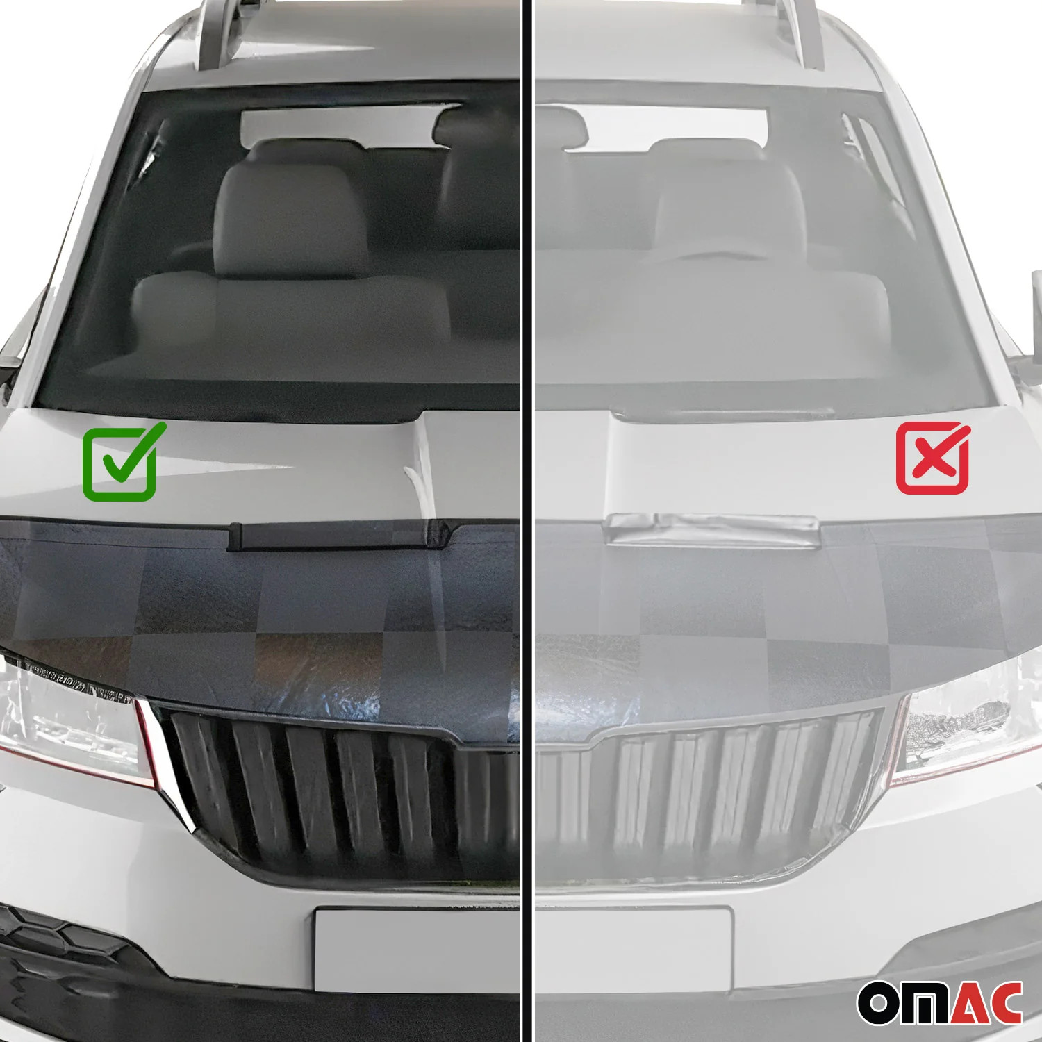 Car Bonnet Mask Hood Bra for Honda Civic 2001-2005 Sedan Black Chequered 1 Pc