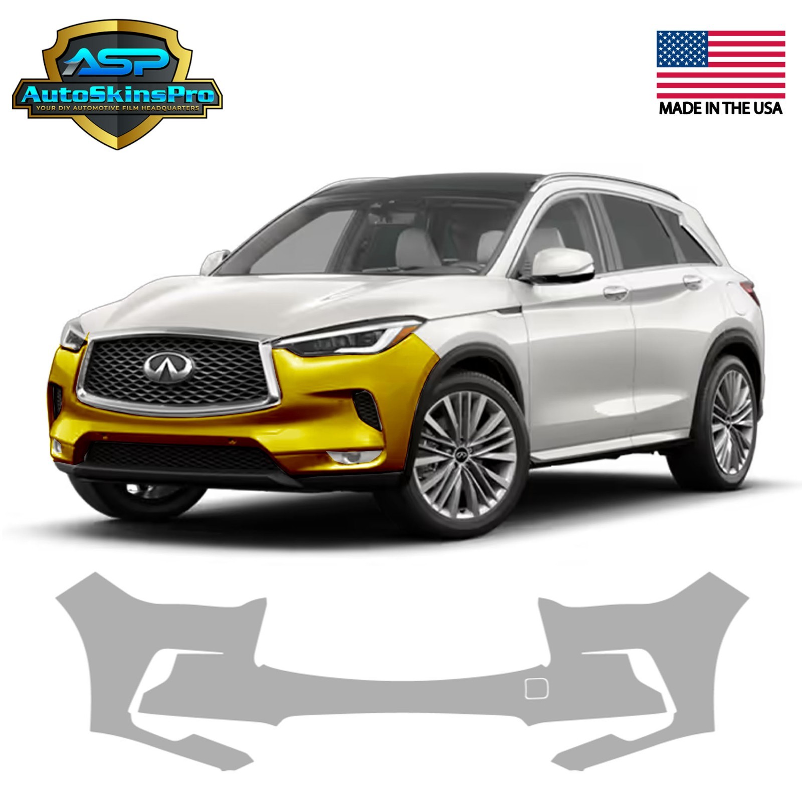2019-2025 Infiniti QX50 SUV Front Bumper Precut Paint Protection Clear Film PPF