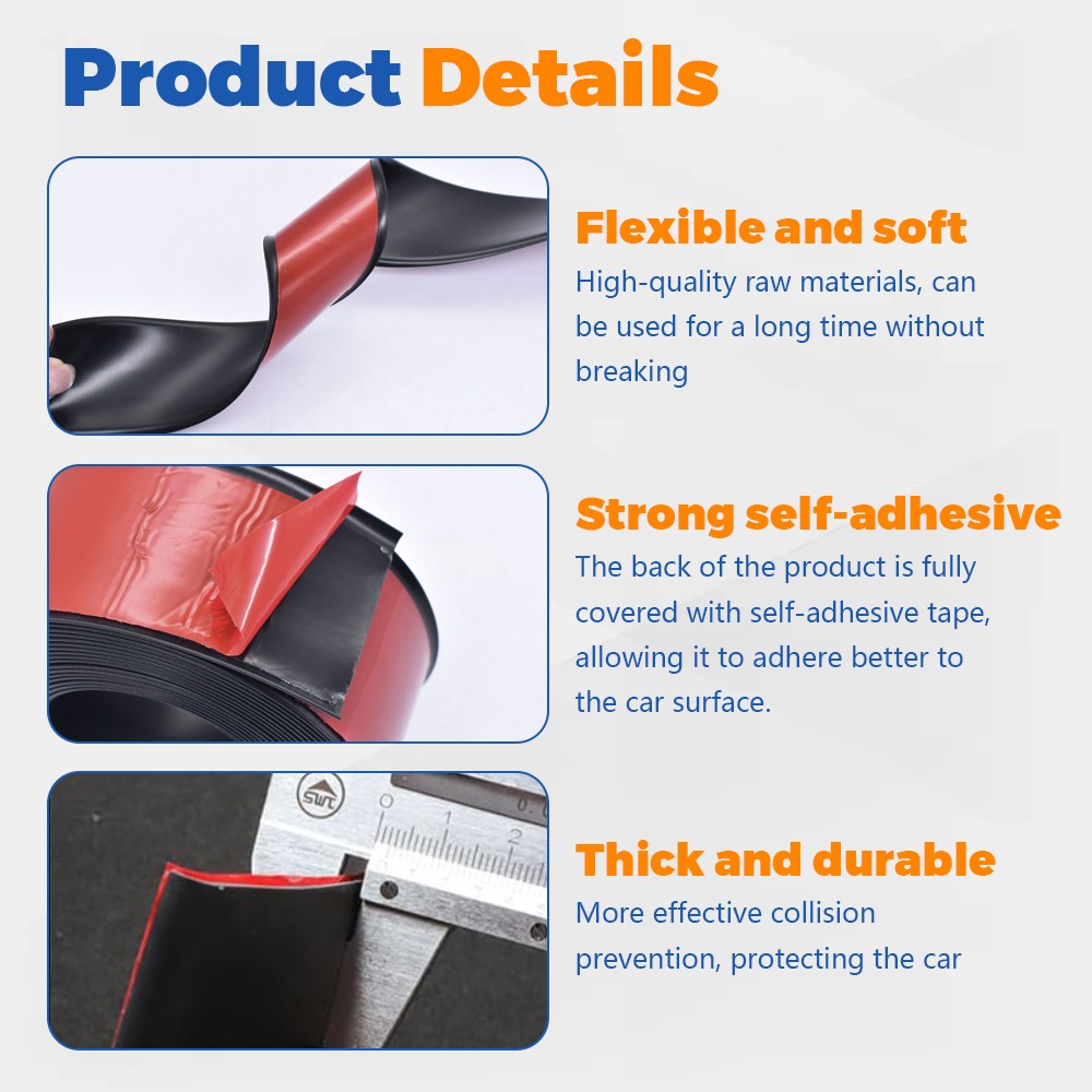13FT For Mini Car Rubber Side Skirts Protector Guard Scratch Edge Bumper Guards