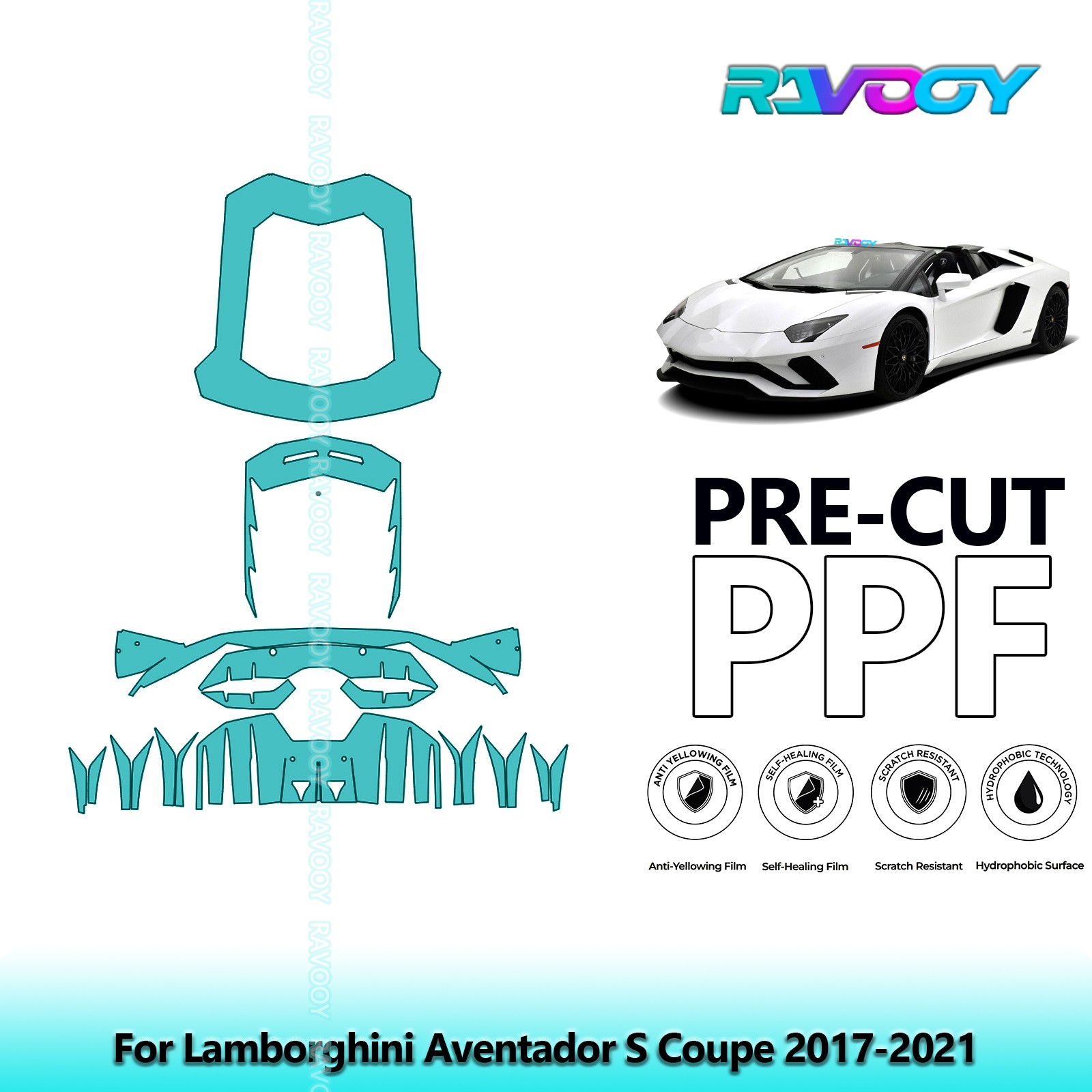 PreCut Paint Protection PPF Kit For Lamborghini Aventador S Coupe 2017-2021