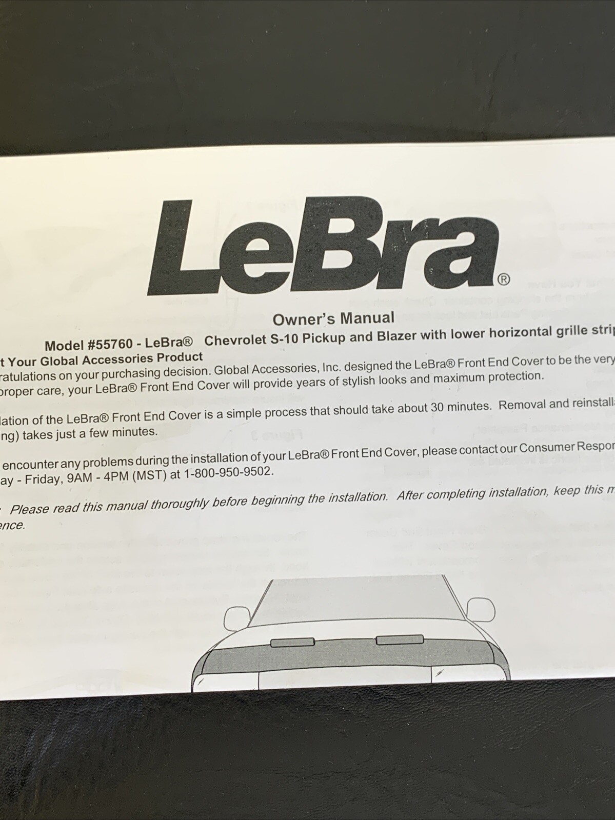 Covercraft LeBra 55760-01 Custom Front End Cover 1998-03 Chevrolet Blazer/S10