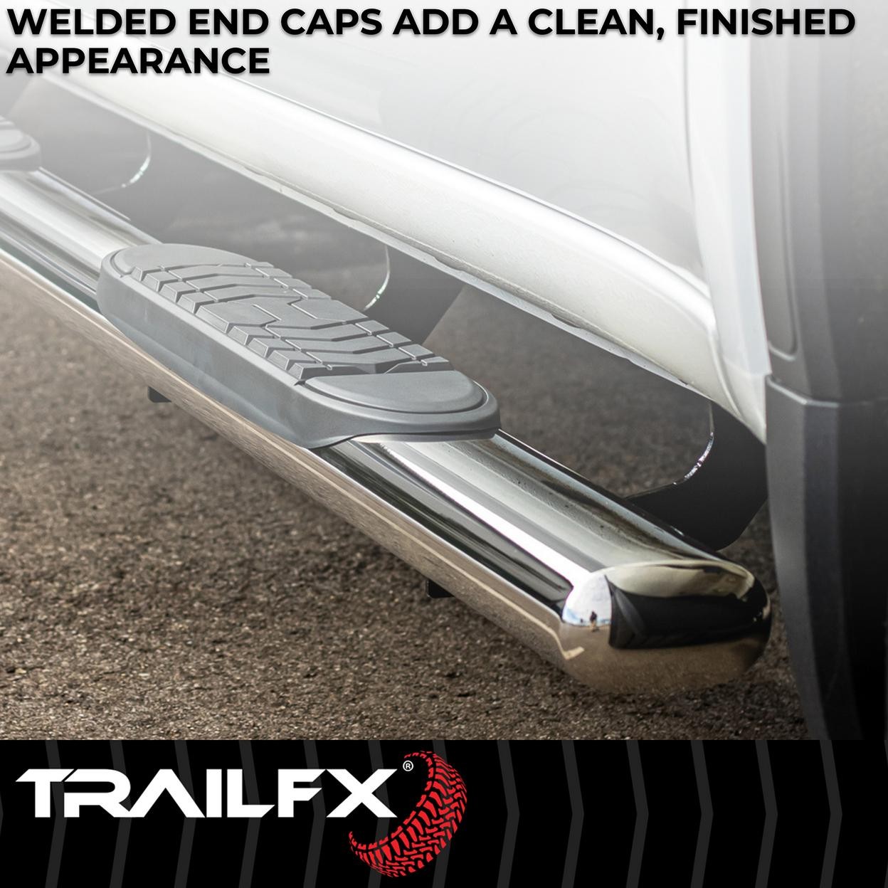 TrailFX A7010S 5 Inch Oval Straight Pol Stainless Steel Rocker Panel Mount