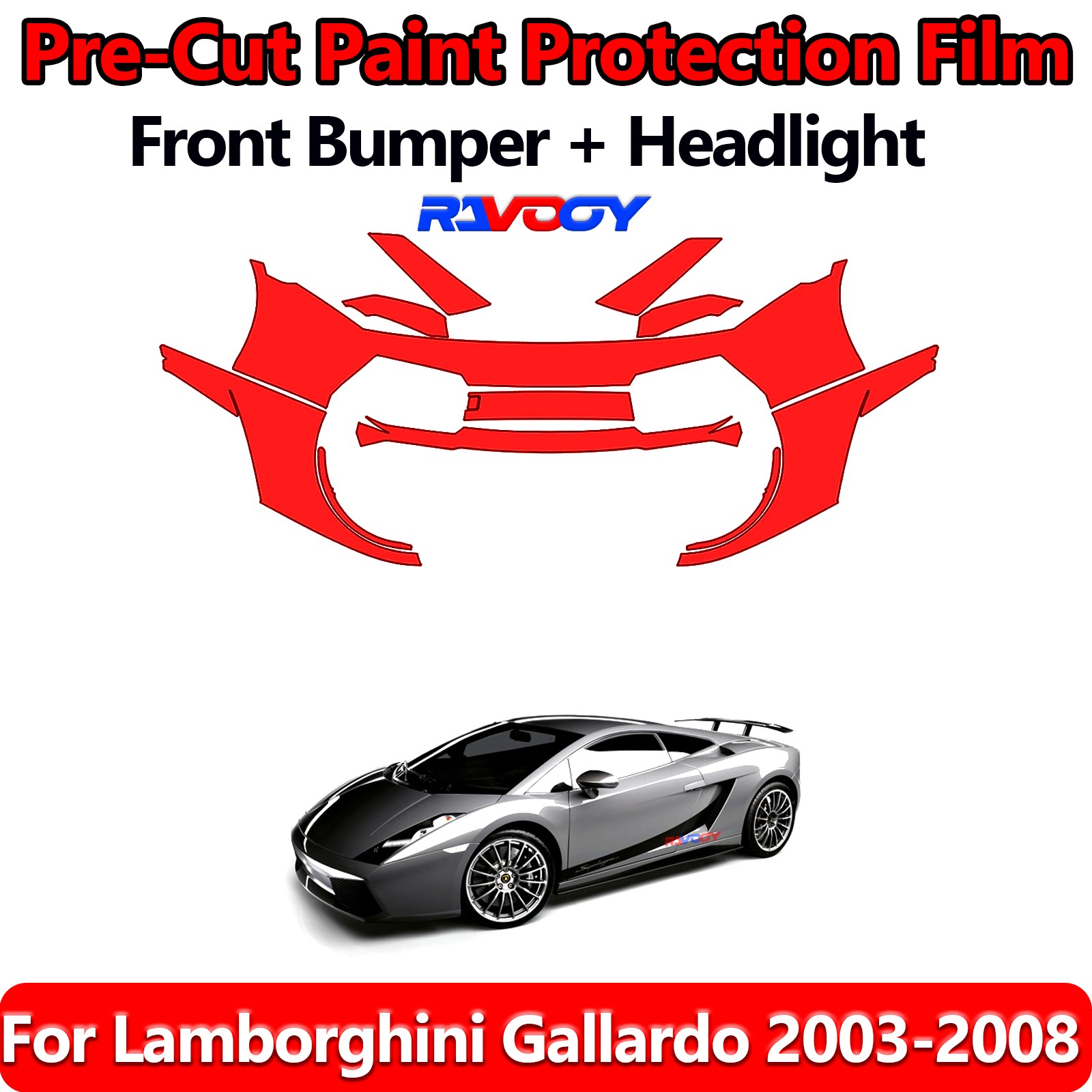 8.5Mil PreCut Front Bumper PPF Kit Film For Lamborghini Gallardo 2003-2008