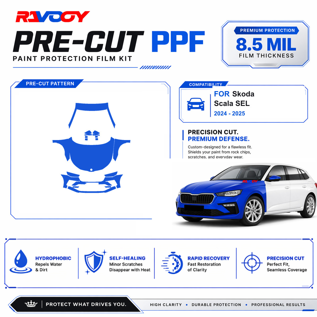 Precut PPF Clear Bra Kit For Skoda Scala SEL 2024-2026 Paint Protection Film TPU