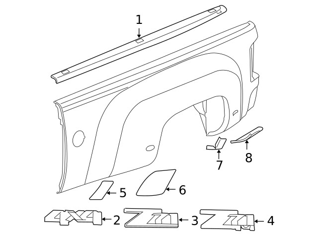 Genuine GM 07-14 Misc CK123 Passenger SI Rr WHL OPNG Flare Protector 15952192