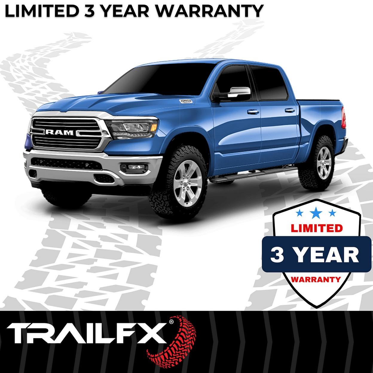 TrailFX A4016B With Step Pads 4 In Trapezoidal Straight Powder Coated Titanium B