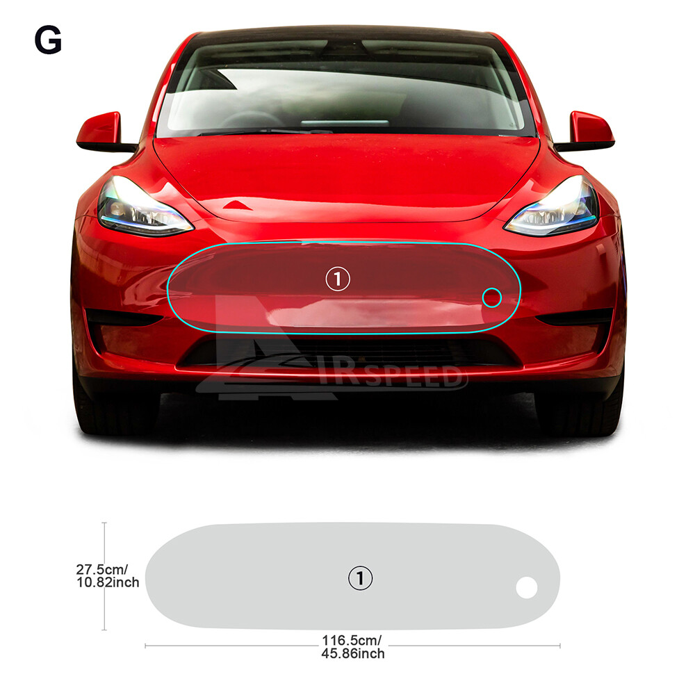 Car Front Bumper Center Paint Protection Film PPF For Tesla Model Y 2020-2023