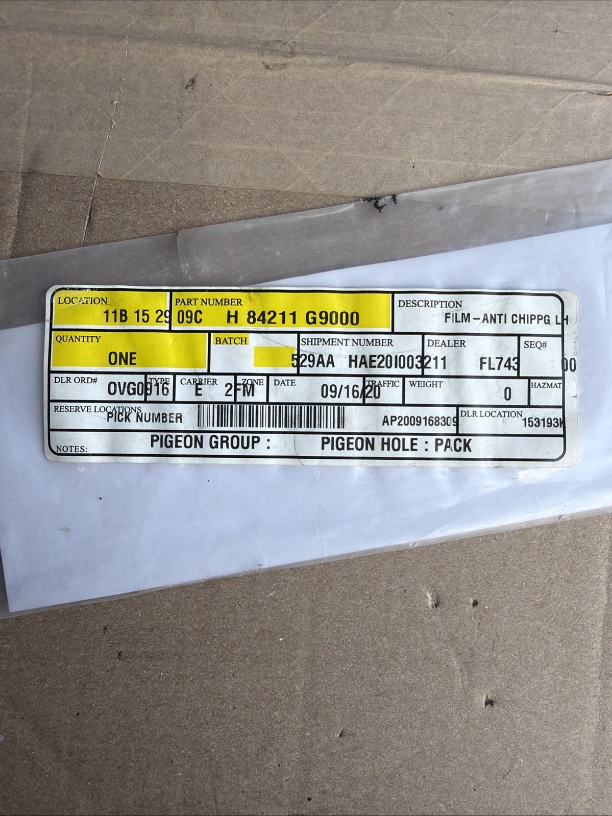 Brand New !!! Genuine Hyundai Stone Guard 84211-G9000 OEM