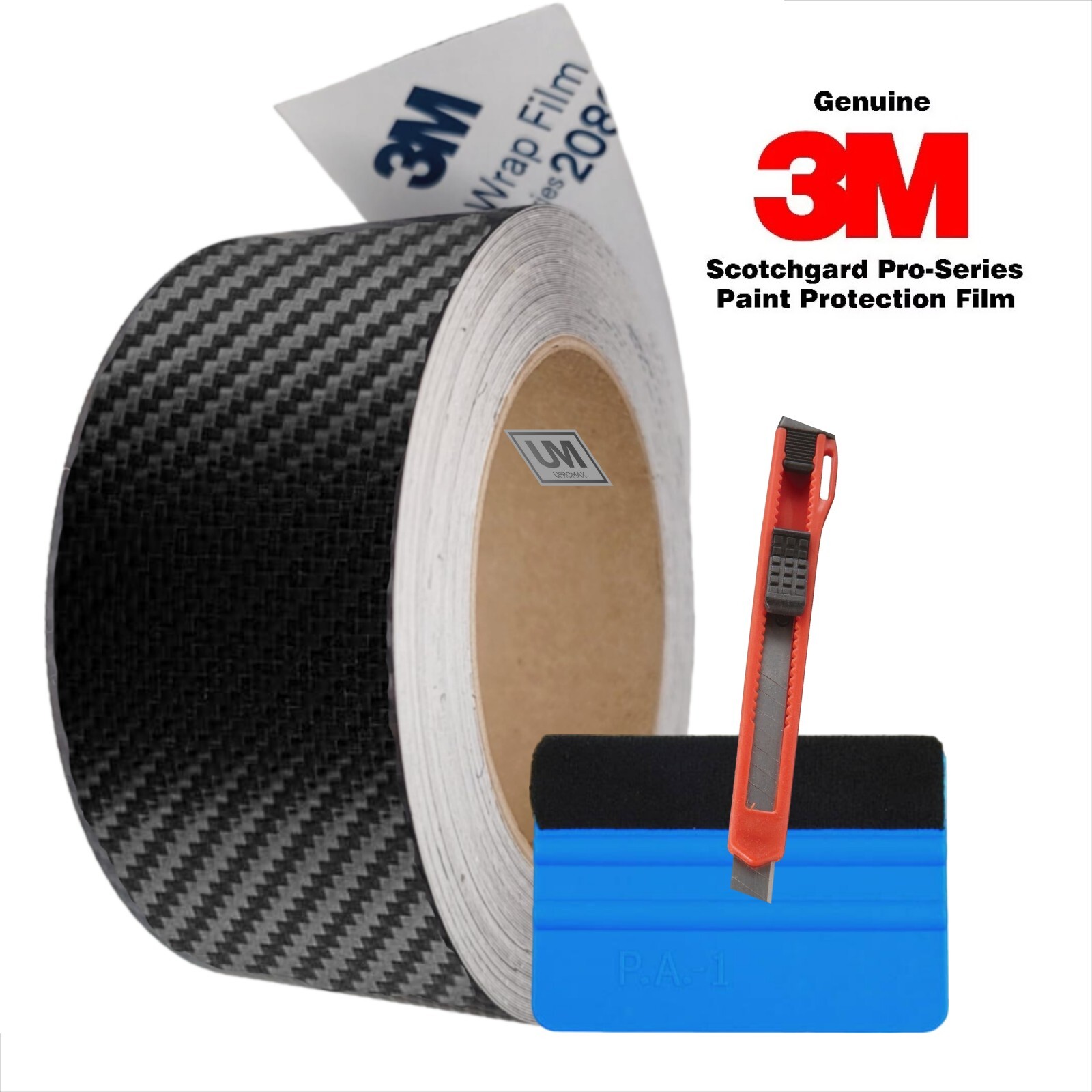 3M Black Gloss Carbon Fiber Vinyl Wrap Film Pro-Series 2080 Kit Size 4″in x 25ft