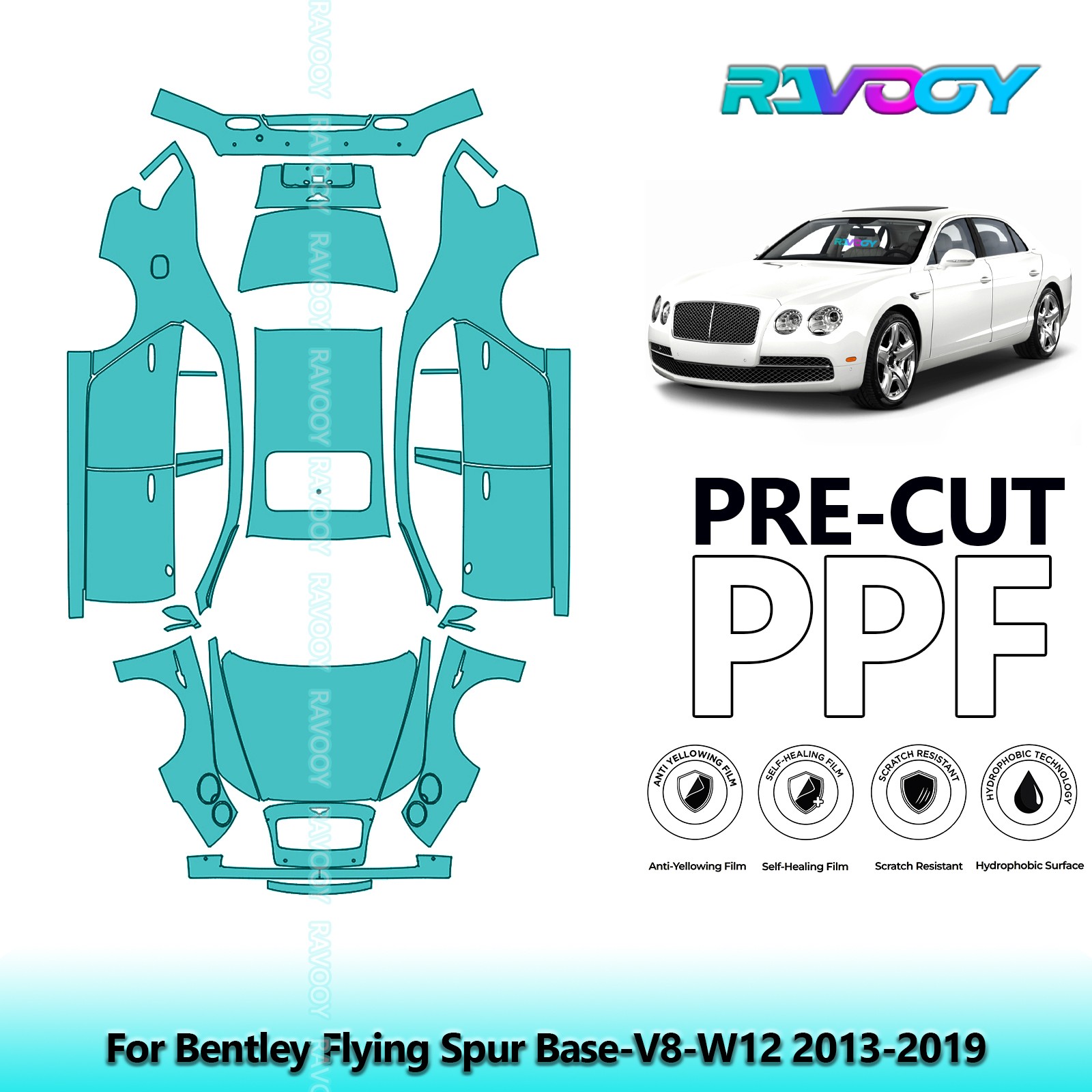 PreCut Paint Protection Film PPF For Bentley Flying Spur Base-V8-W12 2013-2019