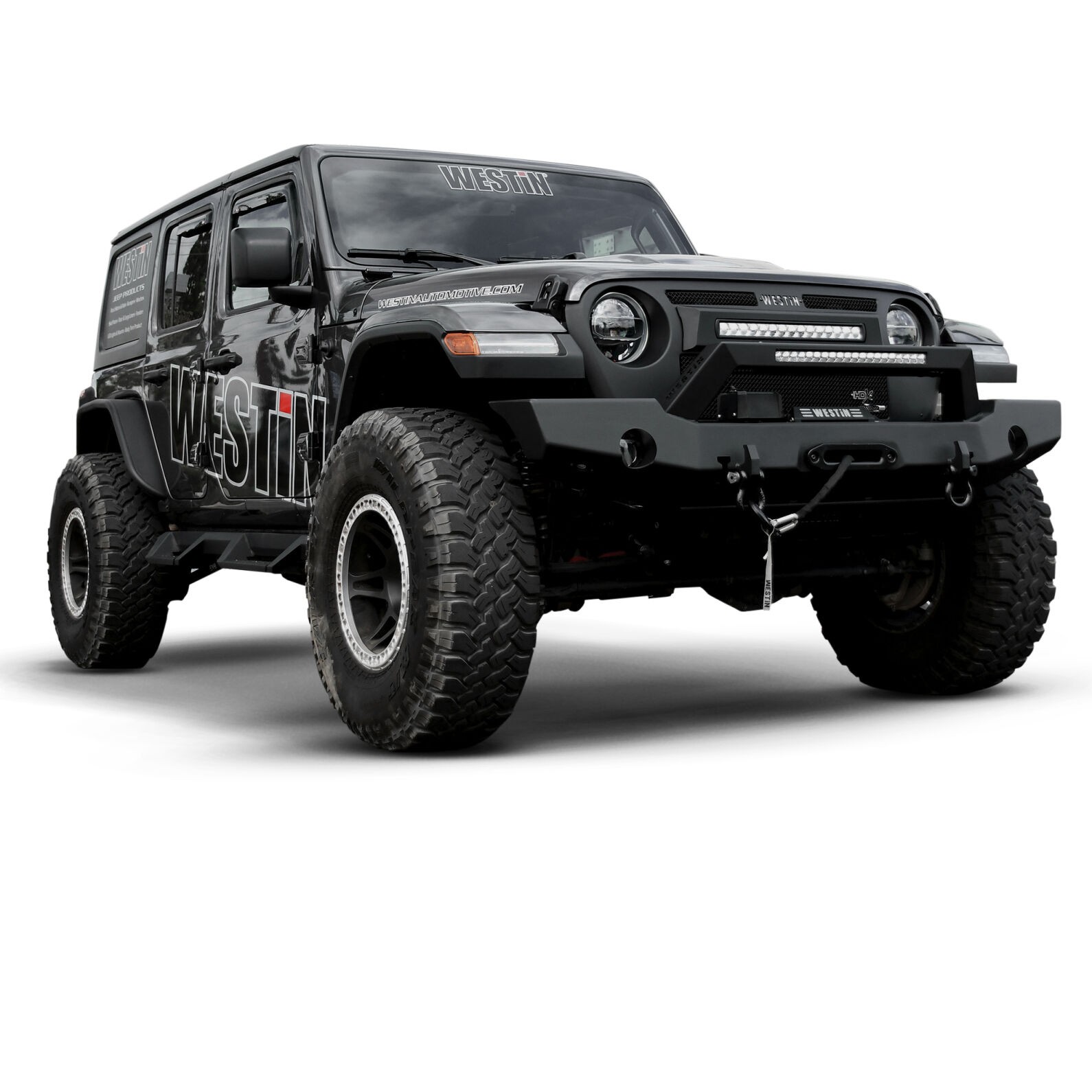 Westin WJ2 Full Width Front Bumper w/ LED Light Cut-Out Black 59-80125