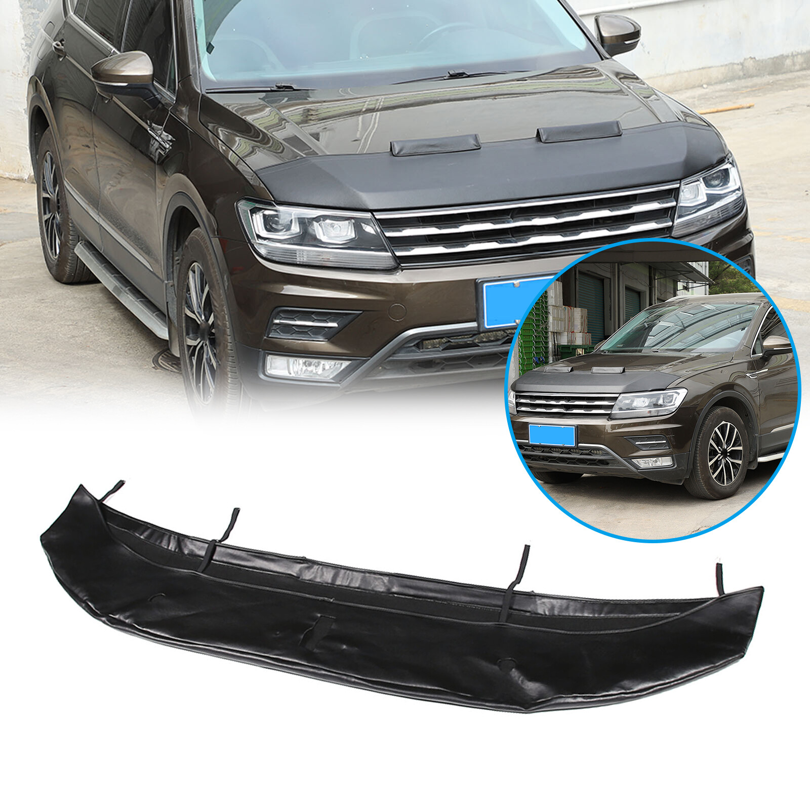 Front Hood Cover Engine End Bra Protector for Volkswagen VW Tiguan 2018-24 Black
