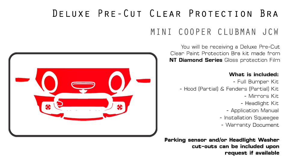 MINI Cooper Clubman JCW 2017-2025 PreCut Paint Protection Film Clear Bra PPF