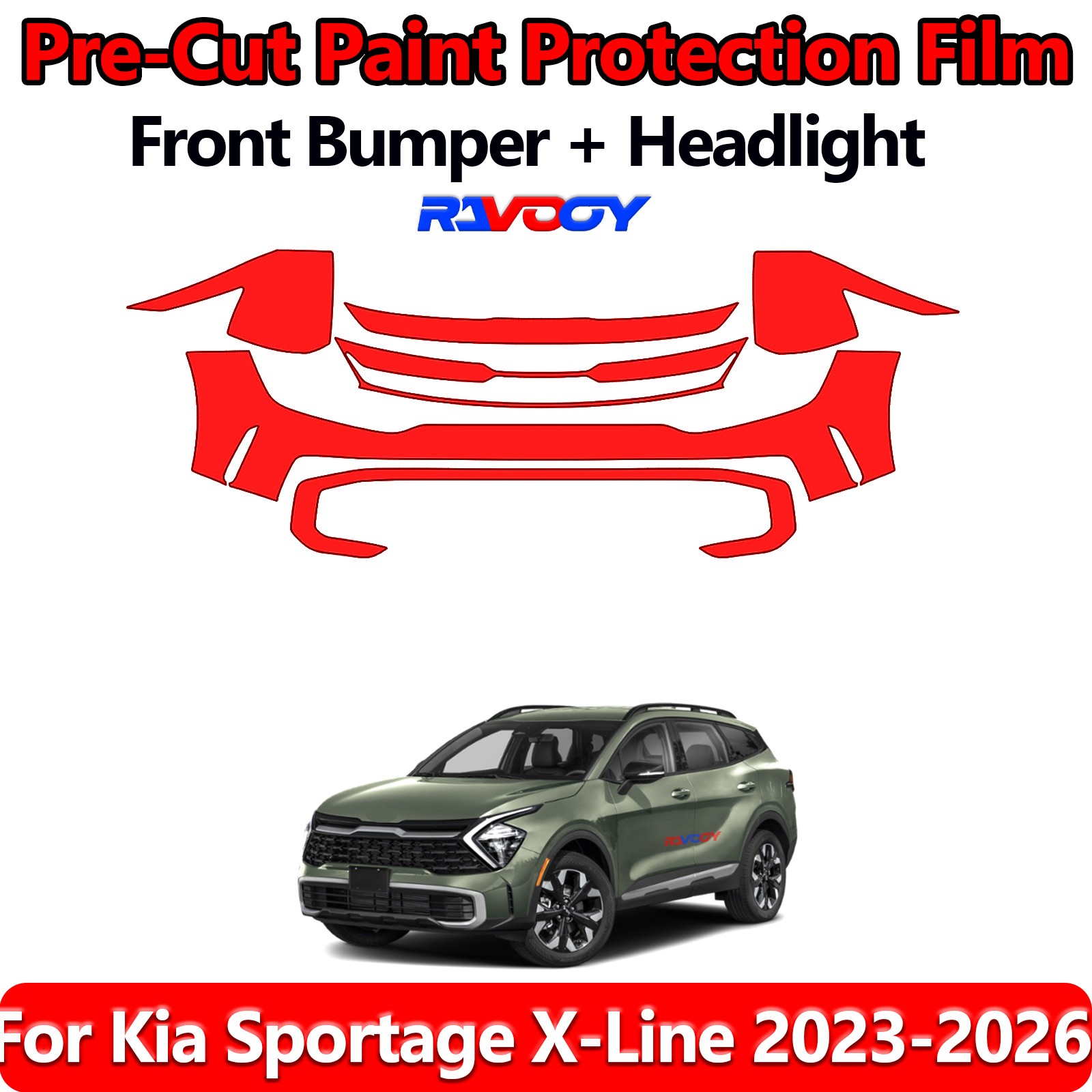 8.5Mil PreCut Front Bumper PPF Kit Film For Kia Sportage X-Line 2023-2026