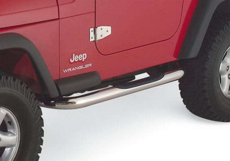 Rampage 9425 3″ Polished Round Step Bars for 1987-06 Jeep Wrangler YJ/TJ