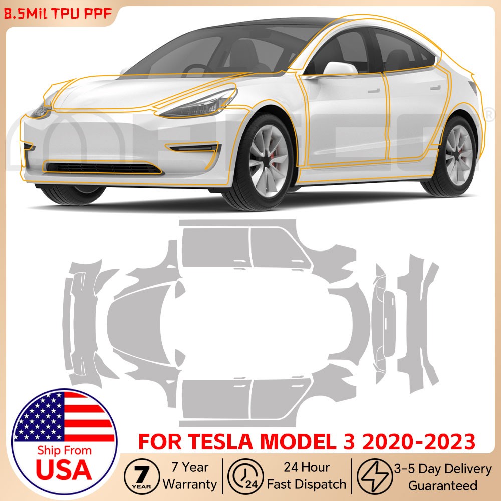 8.5Mil Matte PPF PreCut Full Car For Tesla Model 3 2017-2023 Paint Protection