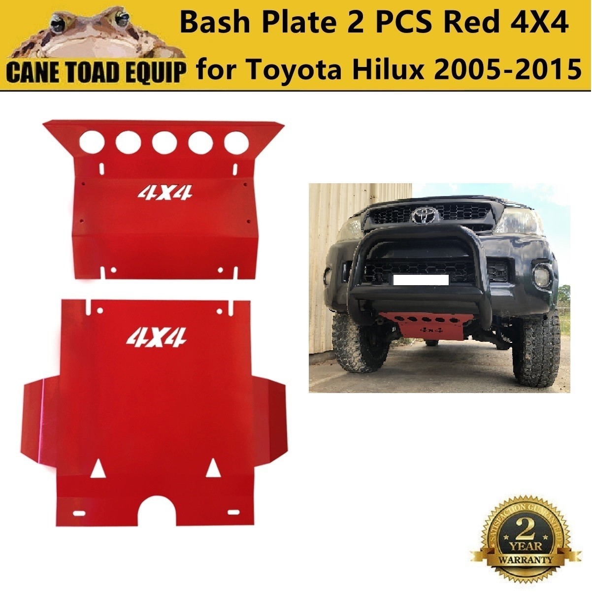3mm Red 4X4 Bash Plate Front Sump Guard for Toyota Hilux 2005-2015 N70 Underbody