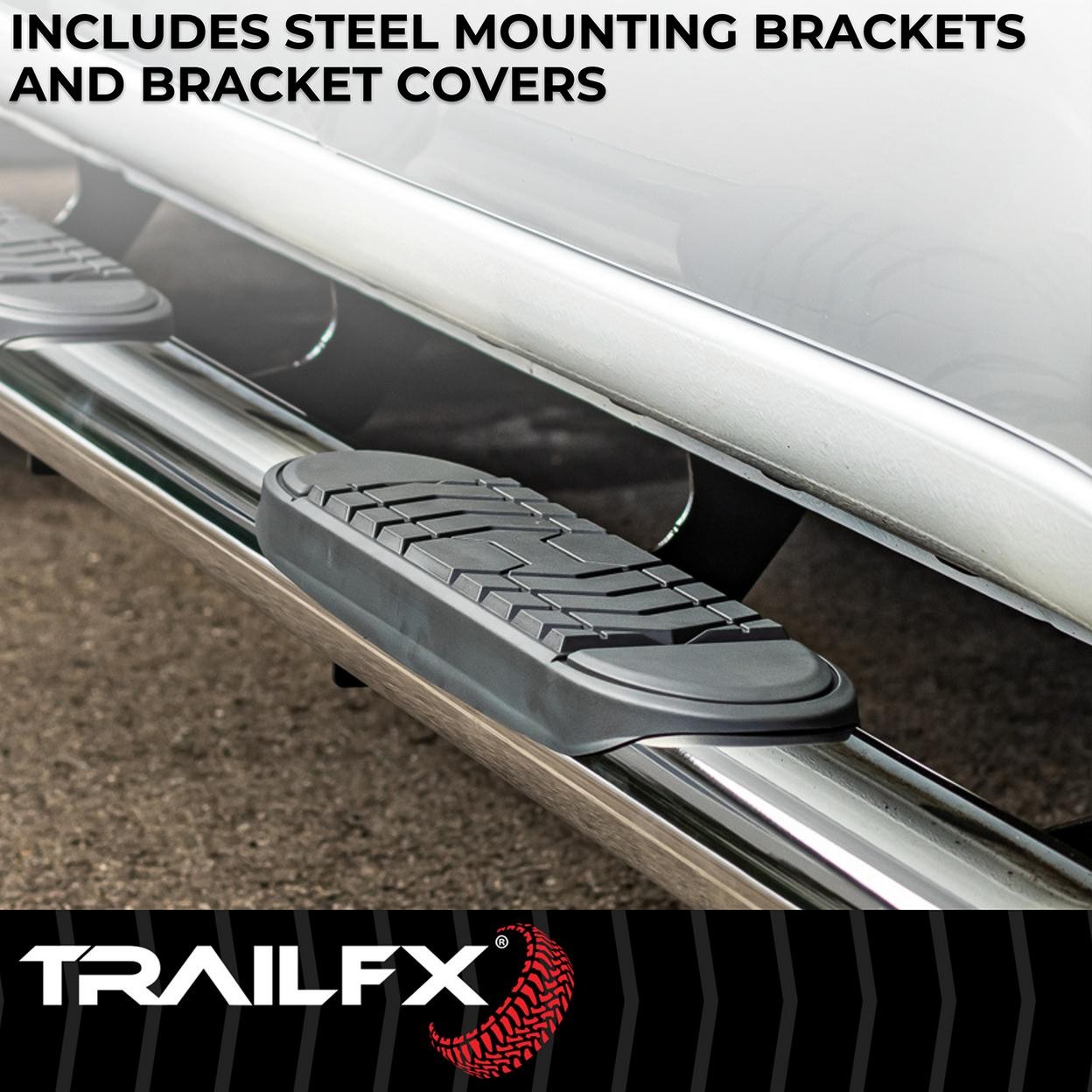 TrailFX A7064S 5 Inch Oval Bent Pol Stainless Steel Rocker Panel Mount