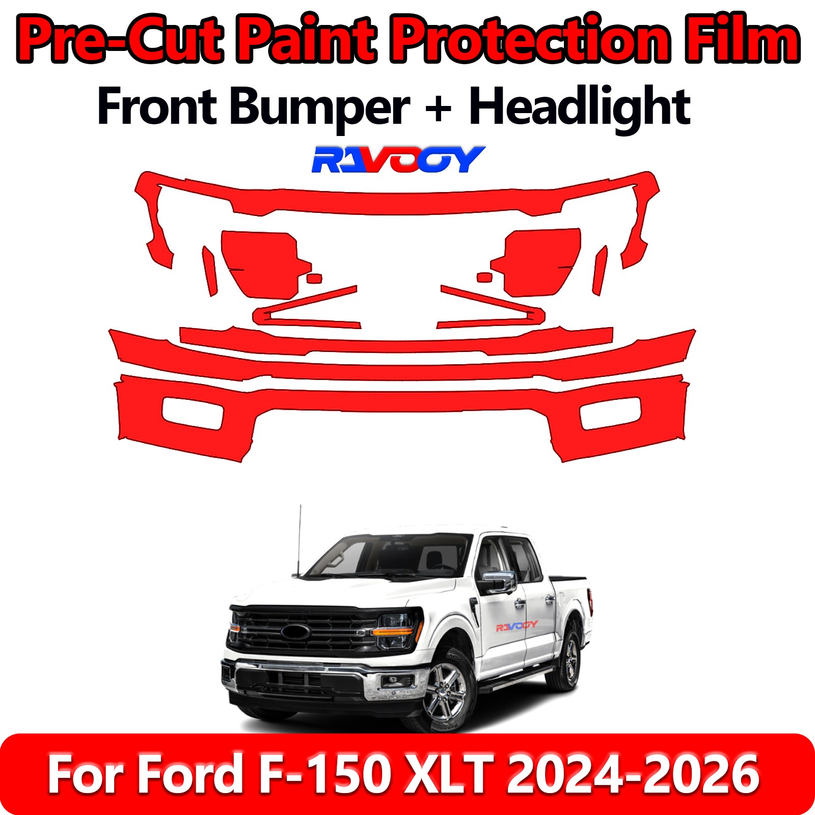 8.5Mil PreCut Front Bumper PPF Kit Film For Ford F-150 XLT 2024-2026