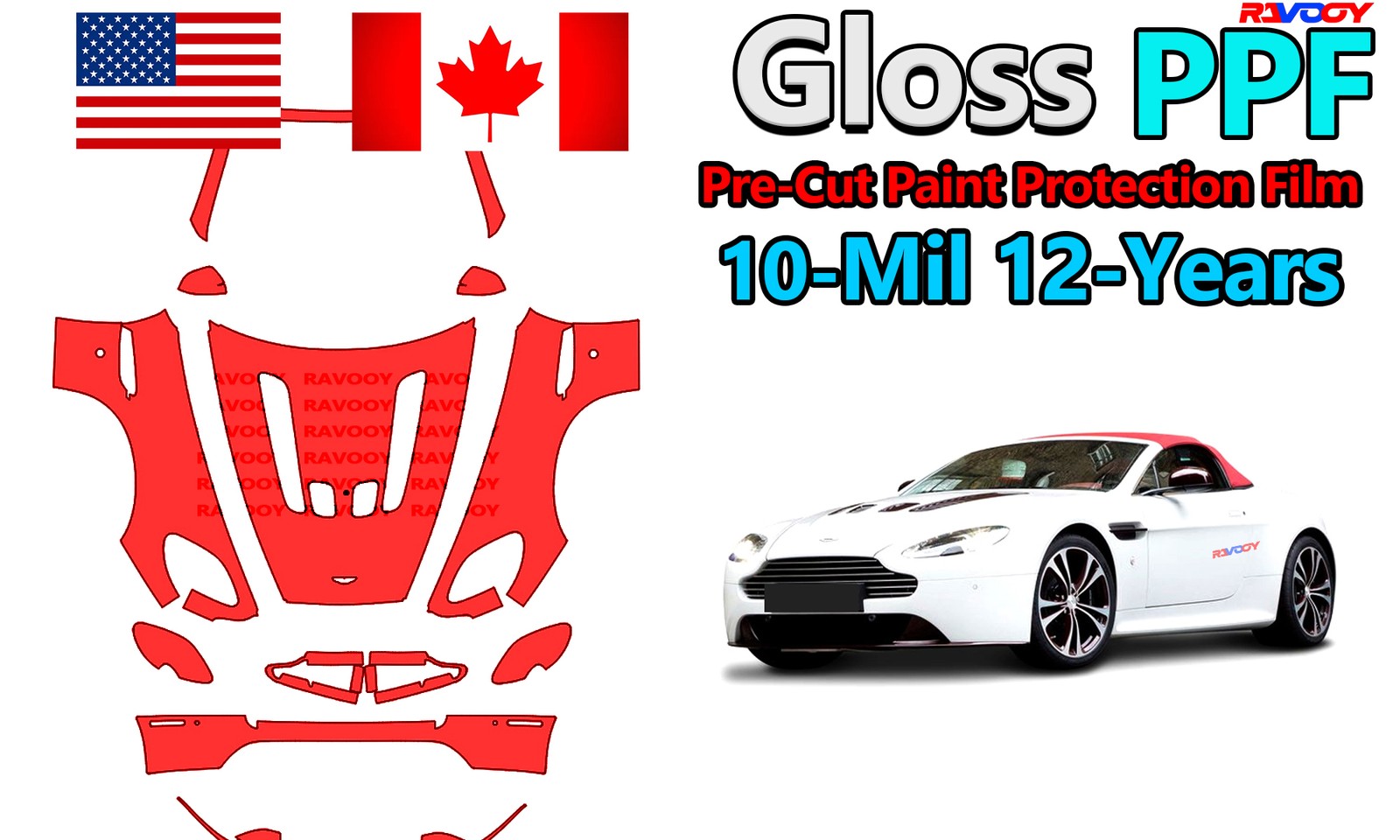 PreCut PPF Paint Protection Film For Aston Martin Vantage V12 Roadster 2011-2017