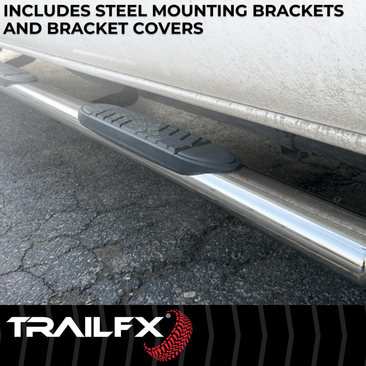 TrailFX A7010S 5 Inch Oval Straight Pol Stainless Steel Rocker Panel Mount
