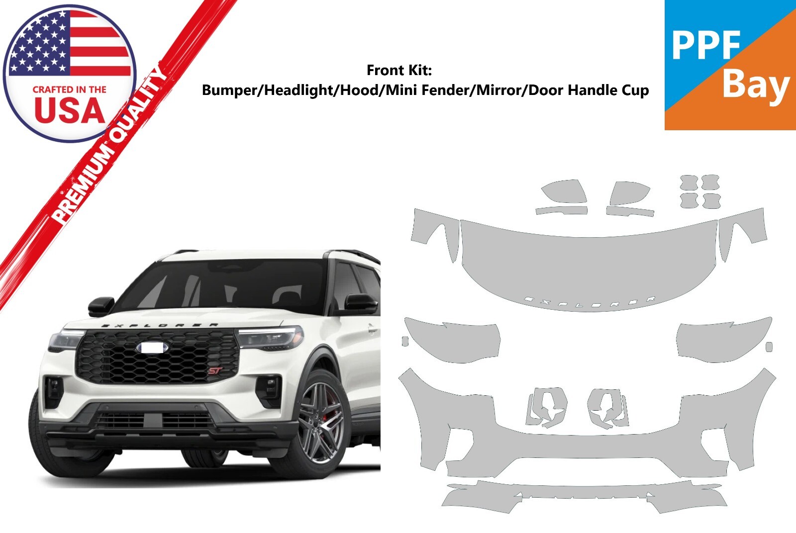 For Ford Explorer ST/ST-Line 2025 Front Paint Protection Film PreCutKit PPF