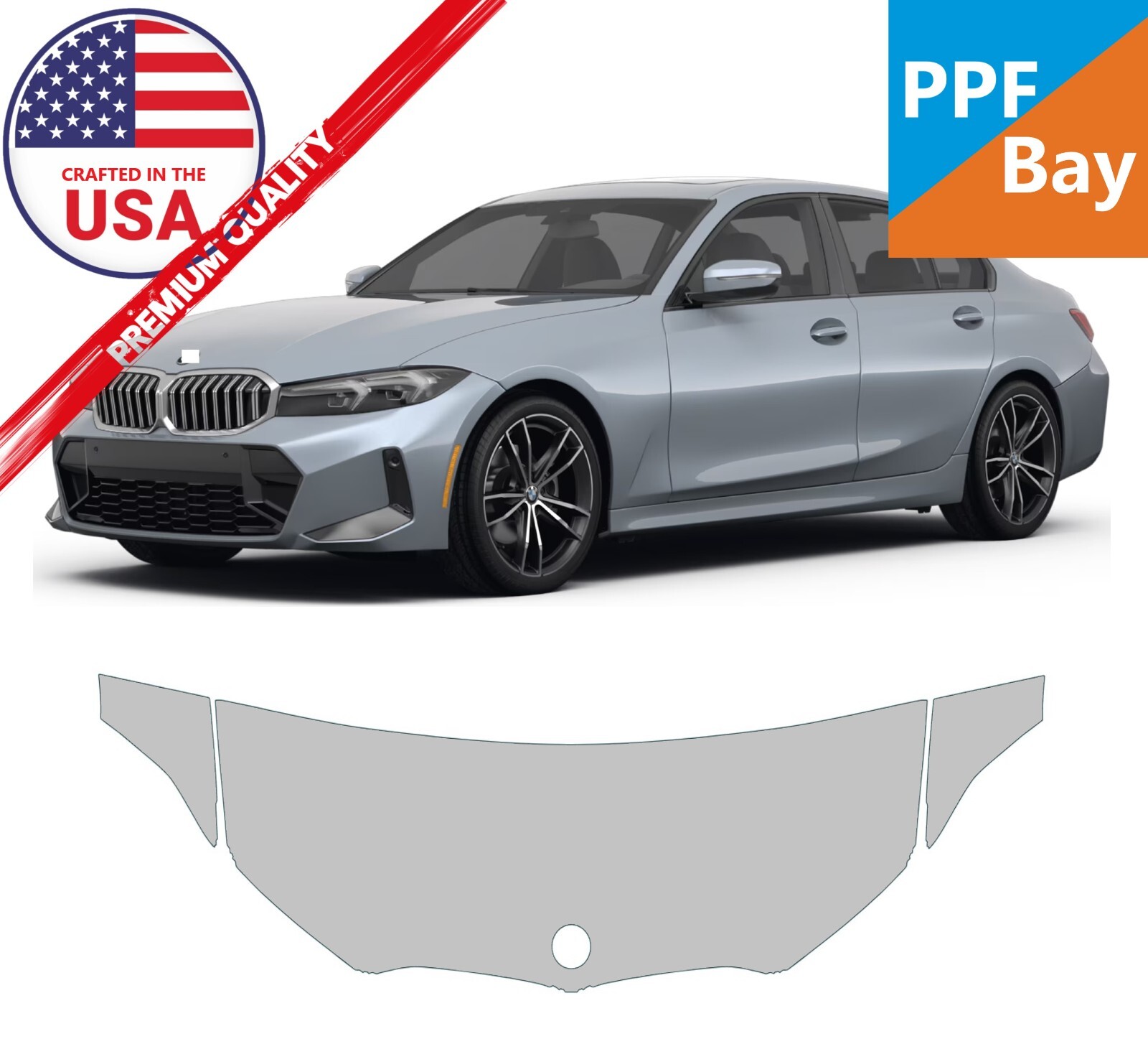 For BMW 3 Series 2023-2025 Hood/Fender(24″) Paint Protection Film PreCutKit PPF