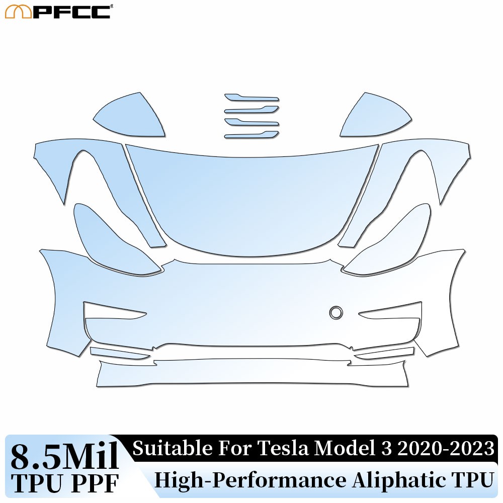 For Tesla Model 3 2020-2023 Front Precut Paint Protection Film Clear Bra PPF TPU