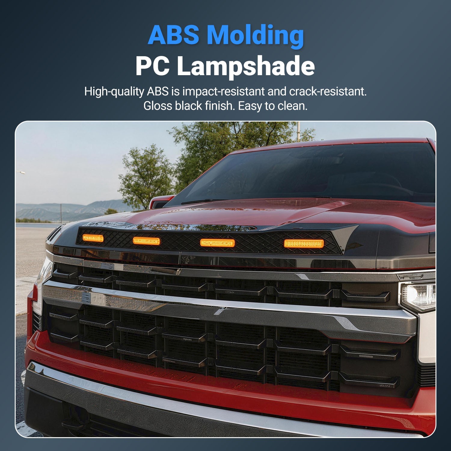 Hood Protector With LED Light For 2022-2026 Chevrolet Silverado LT Bugflector