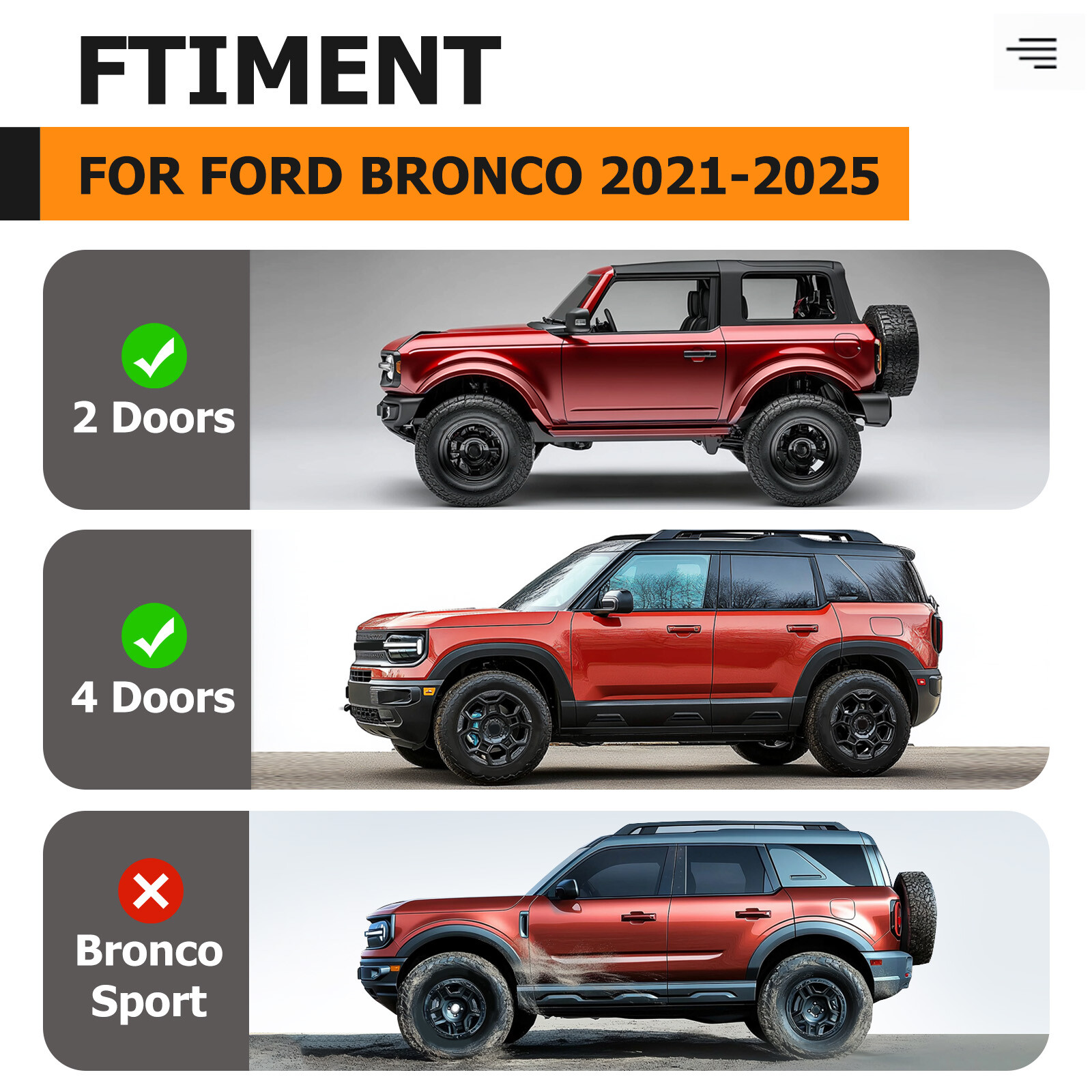 4Pcs Black PP Front & Rear Mud Flaps Splash Guards For Ford Bronco 2021-2024 New