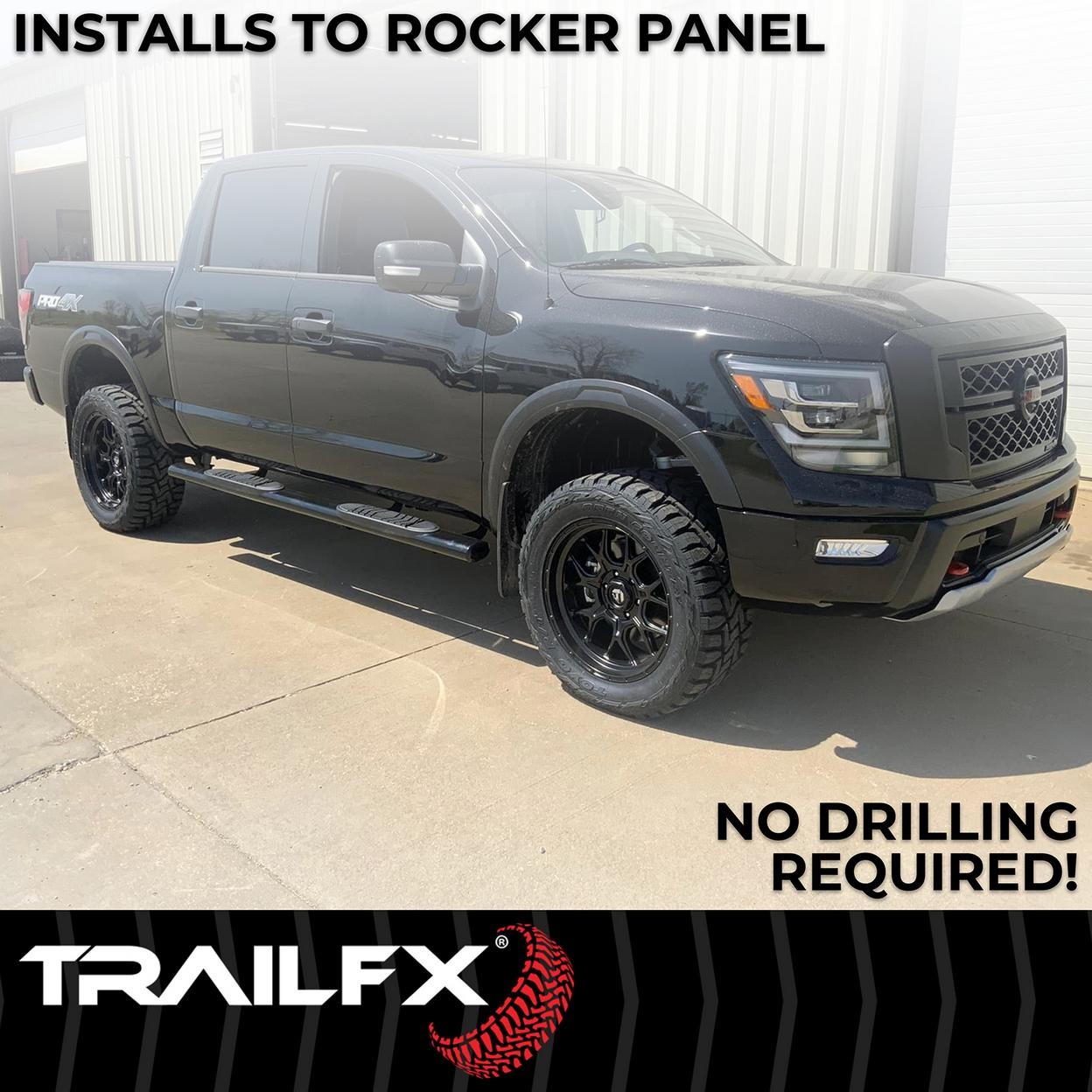 TrailFX A8244B 6 Inch Oval Straight Powder Coated Black Steel Rocker Panel Mount